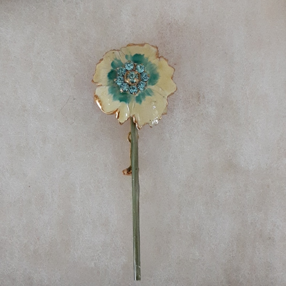 Vintage Sandor Enamel Brooch Pin Flower
